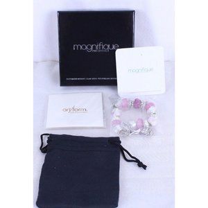 Magnifique Artform Charmant Fine Crystal Bracelet Murano Glass .925 Silverplate